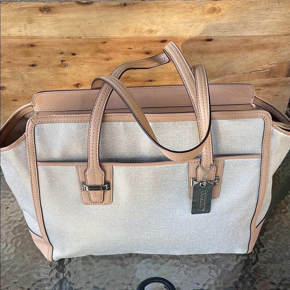 Stylish Beige and Tan Tote Bag